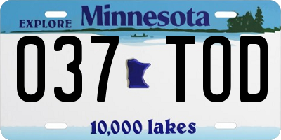 MN license plate 037TOD