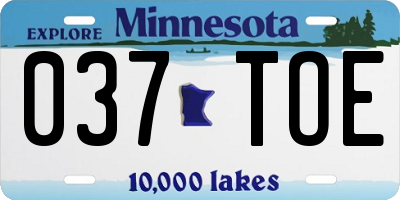 MN license plate 037TOE