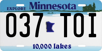 MN license plate 037TOI