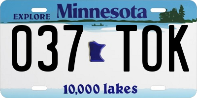 MN license plate 037TOK