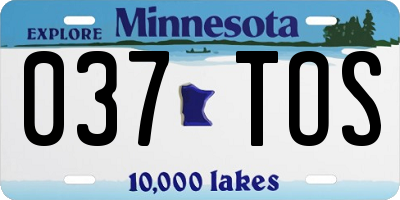 MN license plate 037TOS