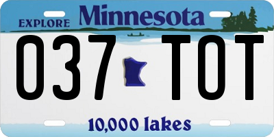 MN license plate 037TOT