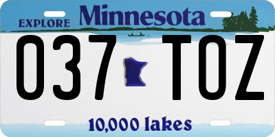 MN license plate 037TOZ