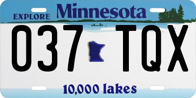 MN license plate 037TQX