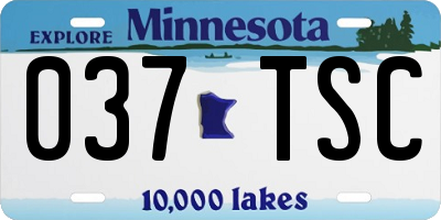 MN license plate 037TSC