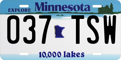 MN license plate 037TSW