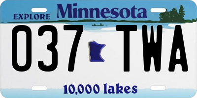 MN license plate 037TWA