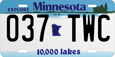 MN license plate 037TWC