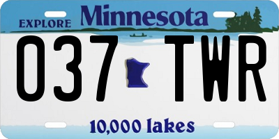 MN license plate 037TWR