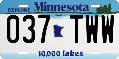 MN license plate 037TWW