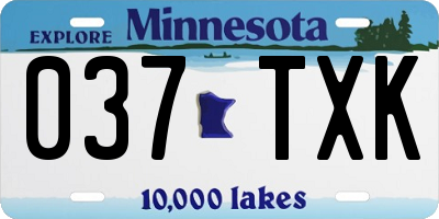MN license plate 037TXK