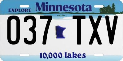 MN license plate 037TXV