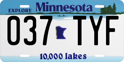MN license plate 037TYF