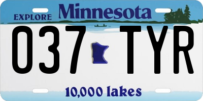 MN license plate 037TYR