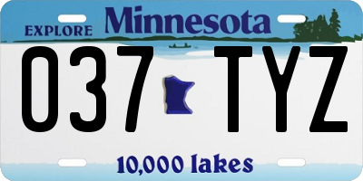 MN license plate 037TYZ