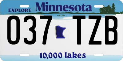 MN license plate 037TZB