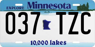 MN license plate 037TZC