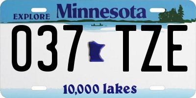 MN license plate 037TZE