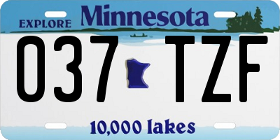 MN license plate 037TZF