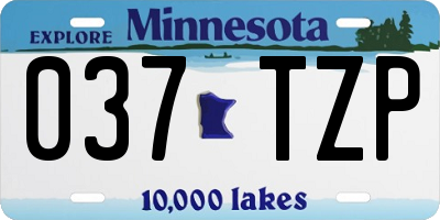 MN license plate 037TZP
