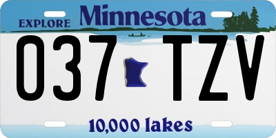 MN license plate 037TZV