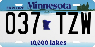 MN license plate 037TZW
