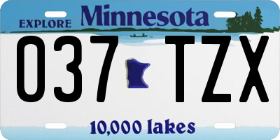 MN license plate 037TZX