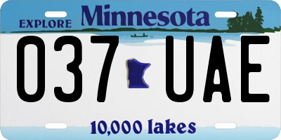 MN license plate 037UAE