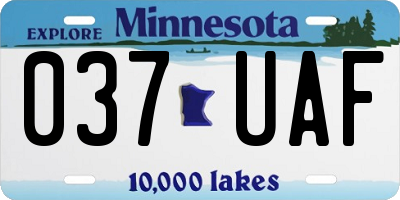 MN license plate 037UAF