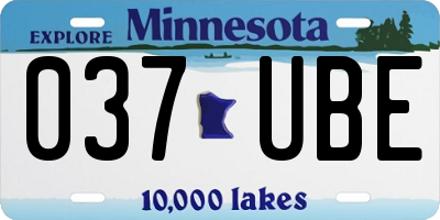 MN license plate 037UBE
