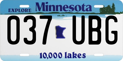 MN license plate 037UBG