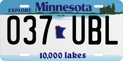 MN license plate 037UBL