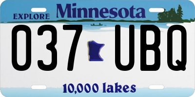 MN license plate 037UBQ