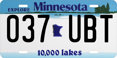 MN license plate 037UBT
