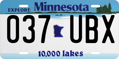 MN license plate 037UBX
