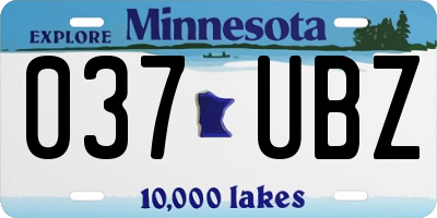 MN license plate 037UBZ