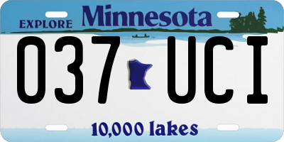 MN license plate 037UCI