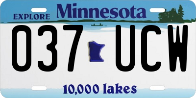 MN license plate 037UCW