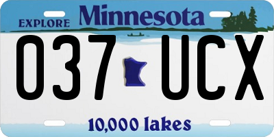 MN license plate 037UCX