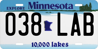 MN license plate 038LAB