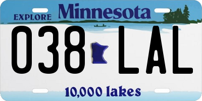 MN license plate 038LAL