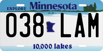 MN license plate 038LAM