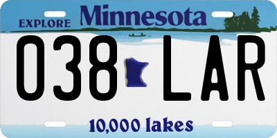 MN license plate 038LAR