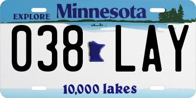 MN license plate 038LAY