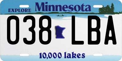 MN license plate 038LBA