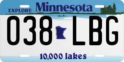 MN license plate 038LBG