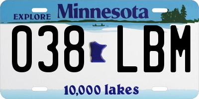 MN license plate 038LBM