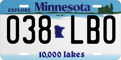 MN license plate 038LBO
