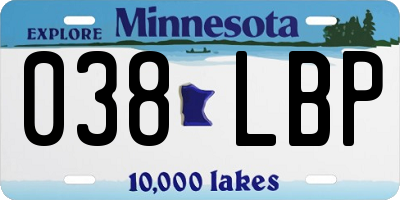 MN license plate 038LBP