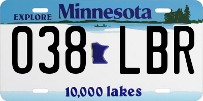 MN license plate 038LBR